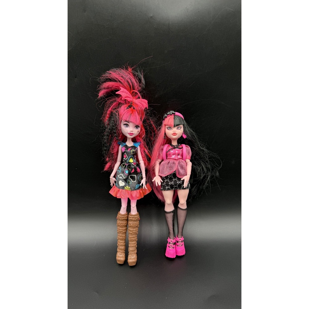 Monster High Draculaura Doll Lot G3 Core and Heart Print Dress 2 Pack